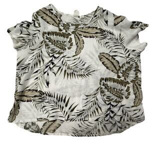 C&C California Linen Shortsleeve Top Women’s 2X Tropical Beachy Resort Coastal